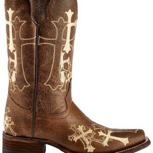 Circle G Beige Side Cross Western Boots -Size 11M